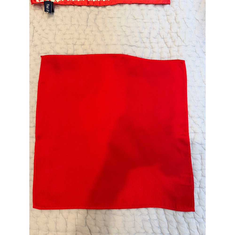Mens Red Silk Pocket Square Solid Satin Formal Accessory